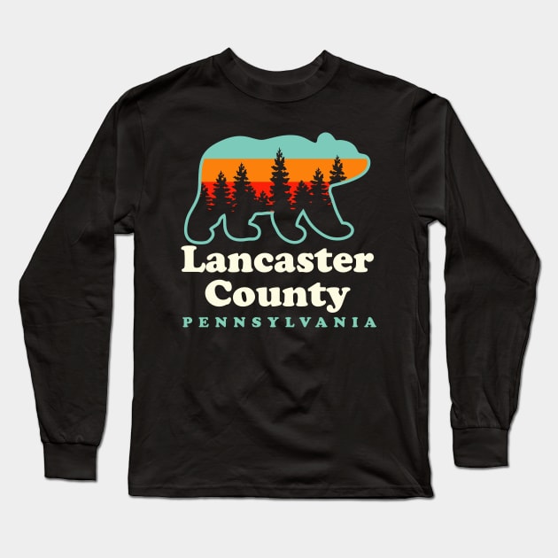 Lancaster County Pennsylvania Amish Hiking Camping Bear Long Sleeve T-Shirt by PodDesignShop